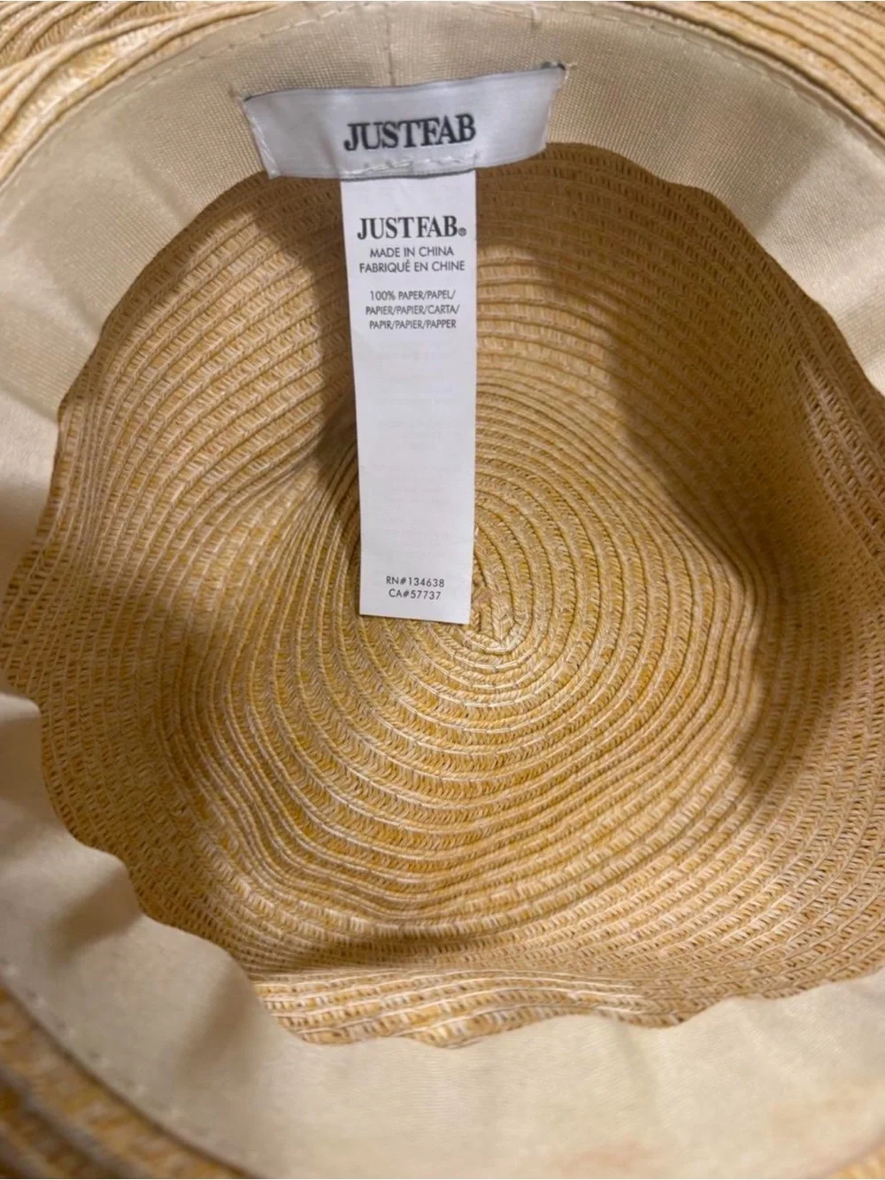 JustFab Wide-Brim Straw Sun Hat in Tan
